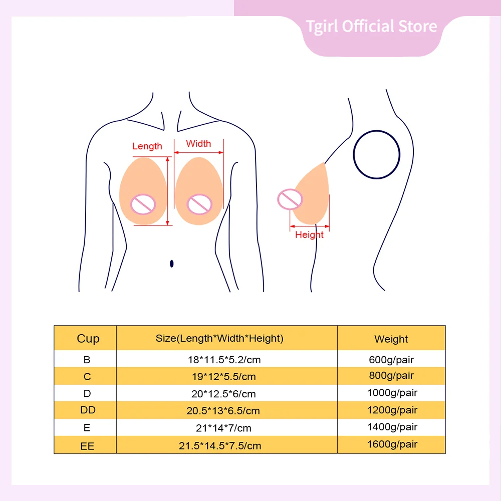 Tgirl Realistic Big Boobs Silicone Pad Adhesive  Breasts Form for Mastectomy  Bra Insert Accessories Shemale Cosplay Nipples