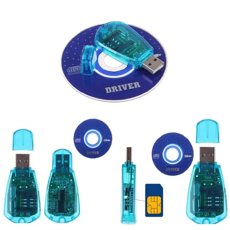 Blue USB SIM Card Reader Copy/Cloner/Writer/Backup Kit SIM Card Reader GSM CDMA SMS Backup + CD Disk