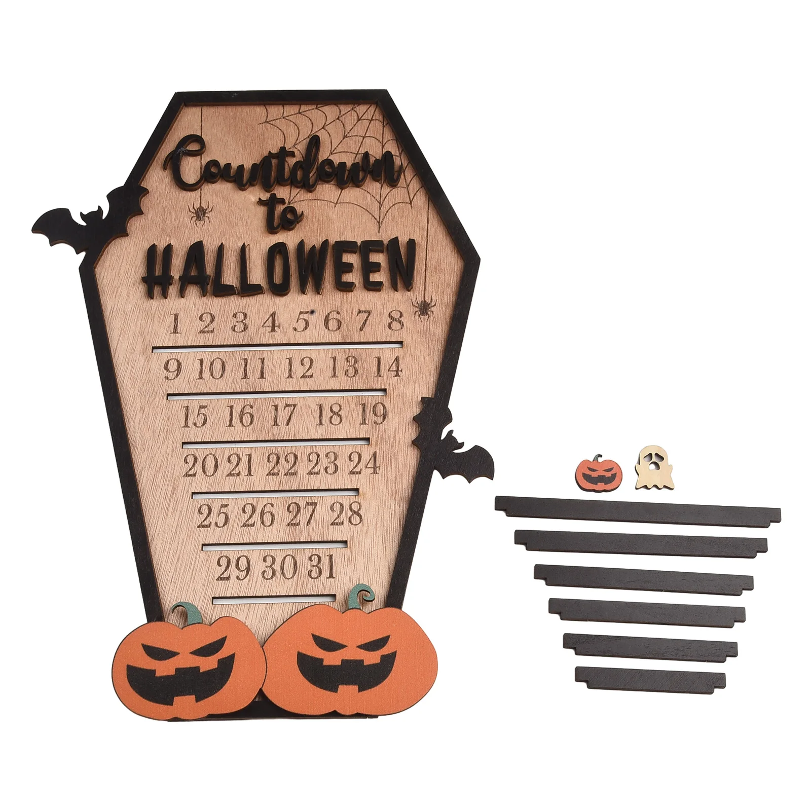 Halloween Countdown Calendar Presents Relatives Wooden 2023 29*20cm Advent Classmates Festival Friends Handmade