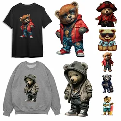 DTF New Bear Cartoon Trend Iron-on Sticker For Clothes Men's And Women's T-shirt DIY Hoodie Jacket Patch Can Be Washed