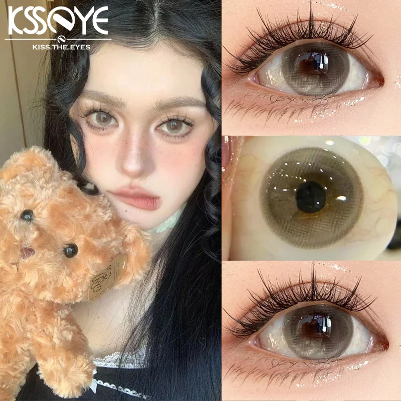 KSSEYE, 1 par de nuevas lentes coreanas, lentes de contacto de colores con grados, lentes para miopía, maquillaje de contacto marrón suave y hermoso para pupila