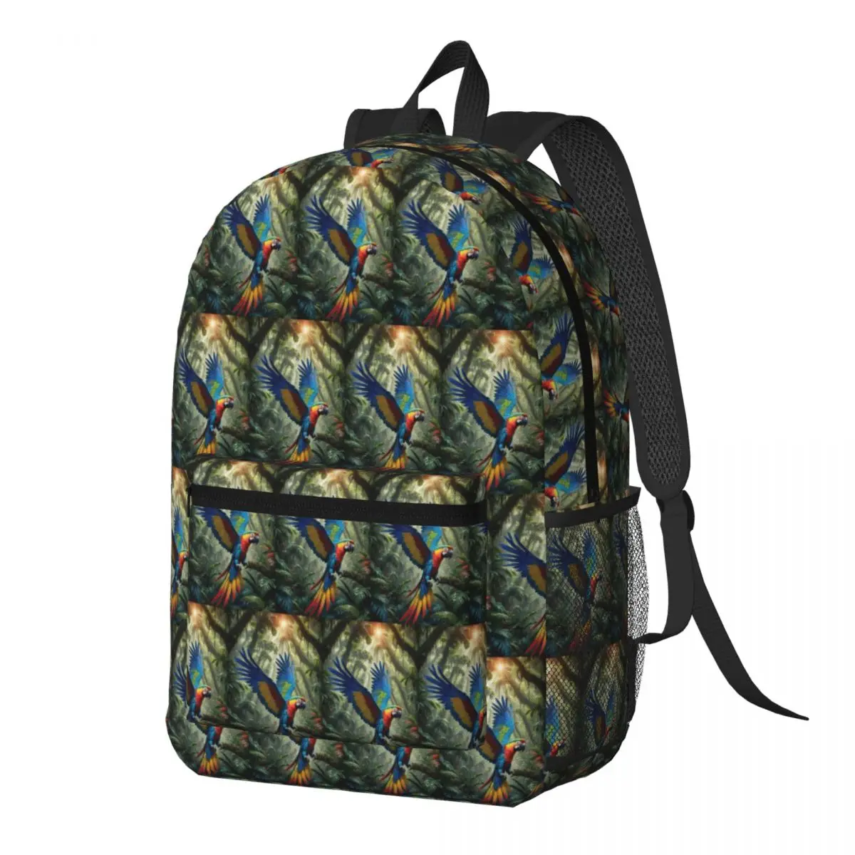 

Cute Macaw Parrots Backpack Daypack Large Capacity Kids BookBag School Bag Shoulder Bags for Men Women