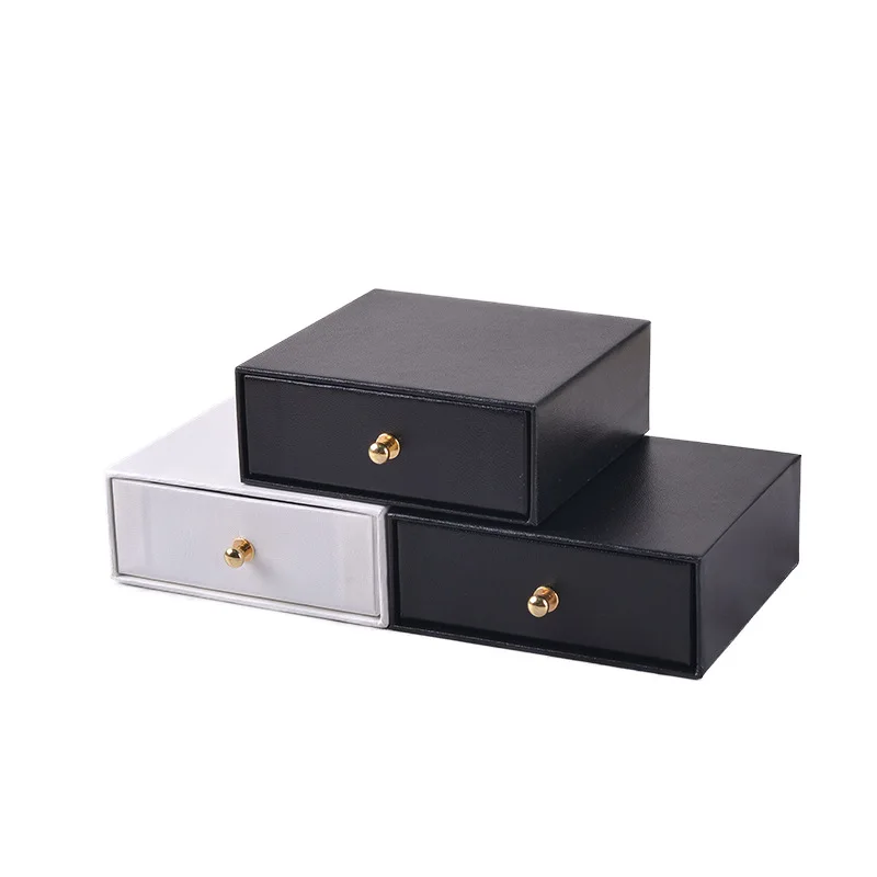 Cajón de papel grueso para joyería, caja de almacenamiento de joyería hecha a mano, para tarjeta, collar, anillo, regalo de boda, 1 unidad