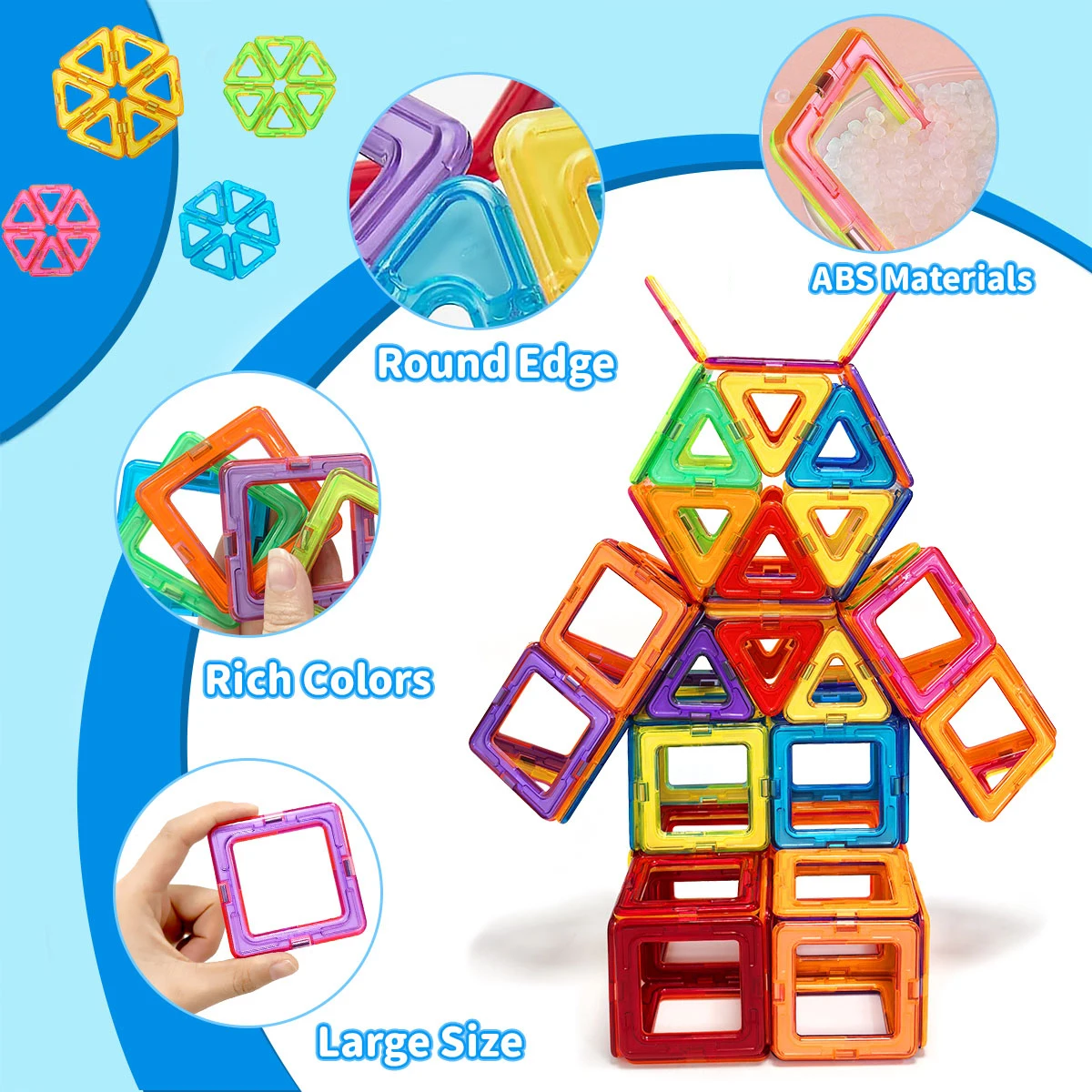 Magnetische bouwstenen, groot formaat STEM-speelgoed, leren educatieve constructorset magneetspeelgoed verjaardagscadeau 30/50/100PCS