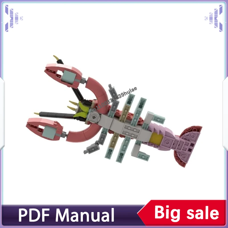 Freshwater Crayfish MOC Building Blocks Realistic Aquatic Creature Model DIY Bricks Toy For Marine Hobby Fans Desktop Display