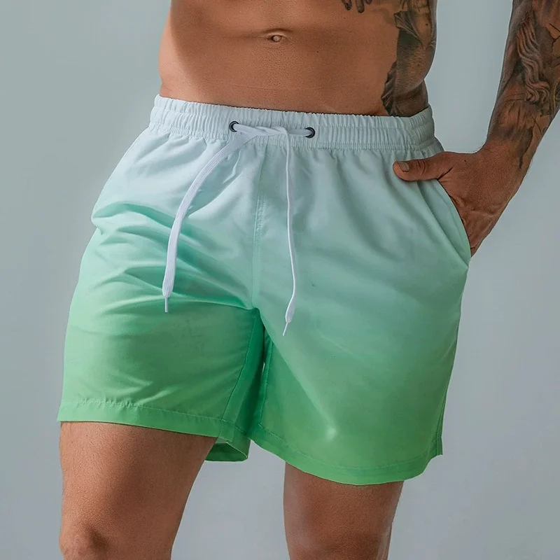 

Summer Men Gradient Hanging and Dyeing Fashion Straight Beach Shorts European and American Swimming Trunks Sports Casual Shorts