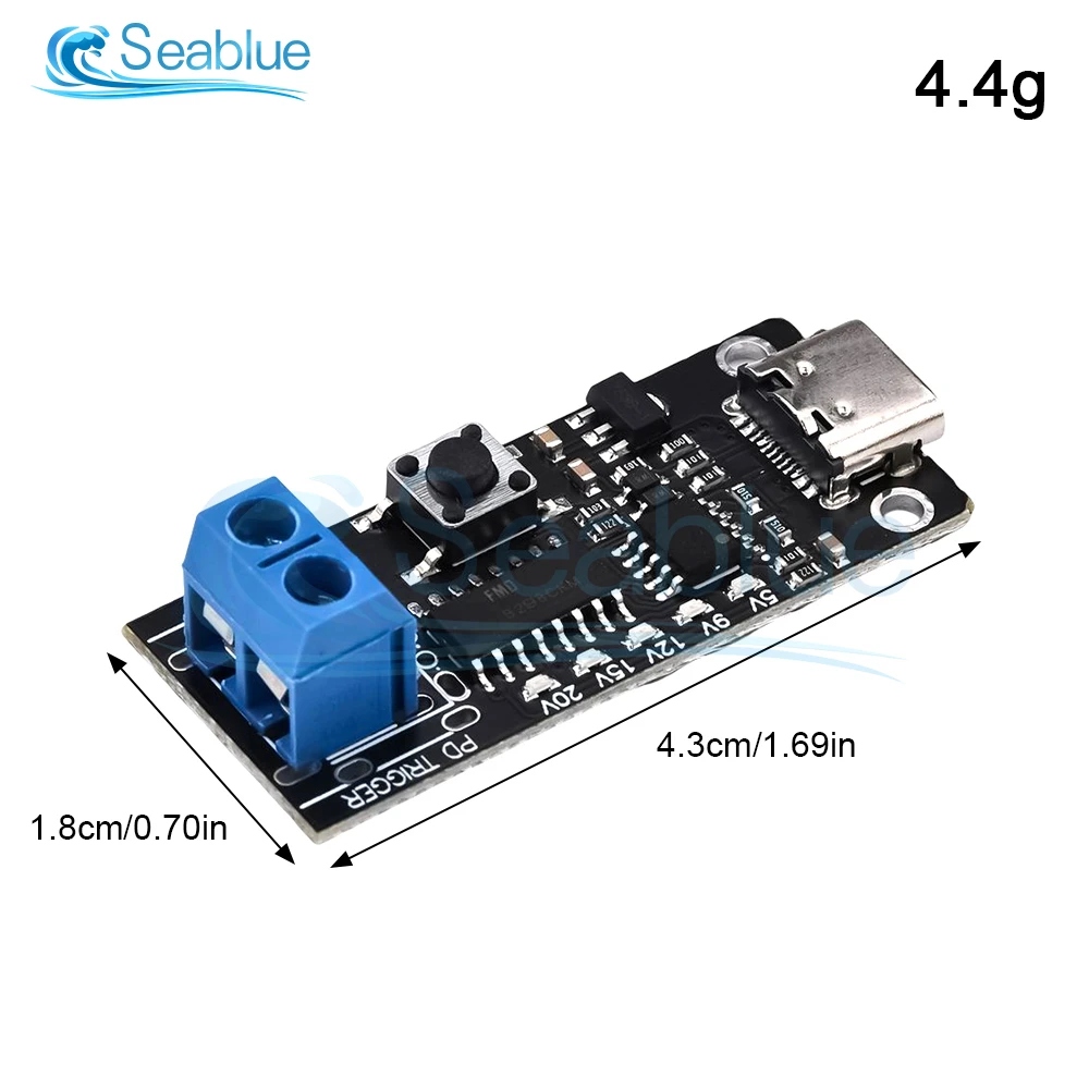 100W 5A Type-C USB QC Decoy Trigger Board 5V 9V 12V 15V 20V Output PD 2.0 3.0 Trigger Adapter Cable Connection Polling Detector