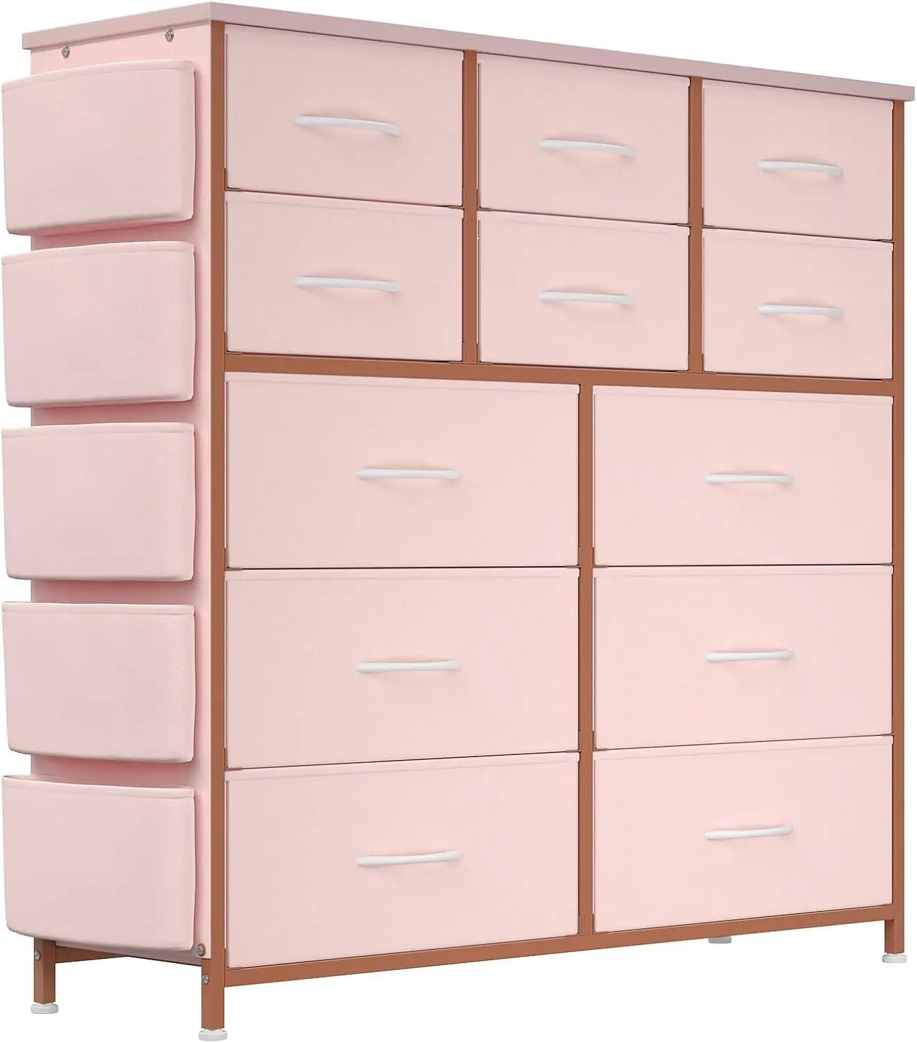 

Dressers & Chests of Drawers for Hallway, Entryway, Storage Organizer Unit with Fabric, Sturdy Metal Frame, Wood Tabletop