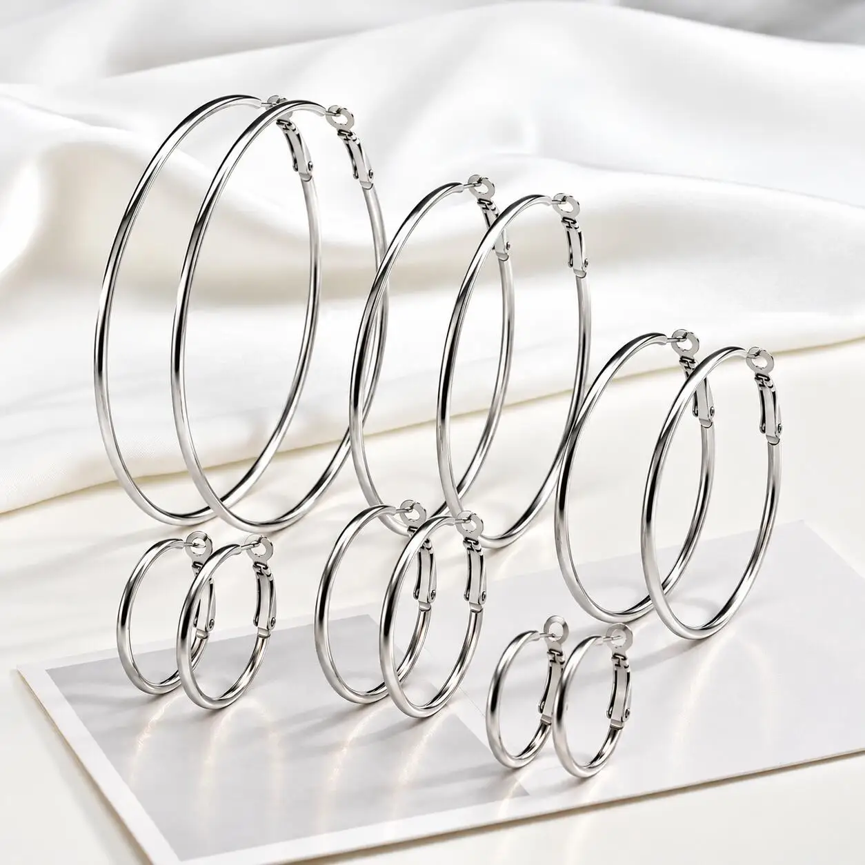 Stainless Steel Big Circle Hoop Earrings for Women,Gold Plated Hypoallergenic Non Tarnish  25mm-70mm Loop Jewelry