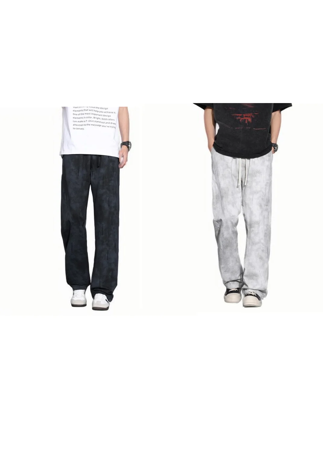 

NF&ZG Ice silk drape casual pants men's spring and summer new sports loose straight versatile wide-leg trousers