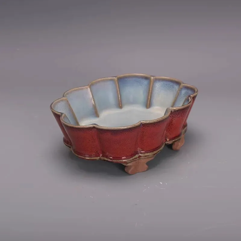 Chinese Porcelain Brush Washer Brush Pot Song Jun Kiln Red Glaze 8.15 inch