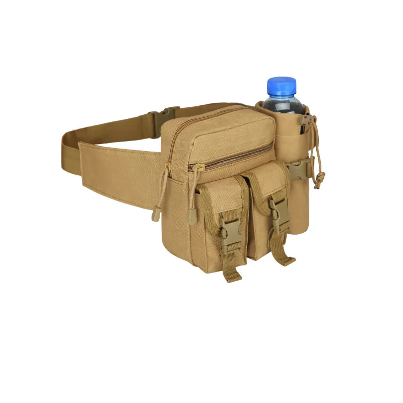 Premium Waist Bag Set: Black Utility Belt/Sweat-Resistant Lining, Double Zipper Pockets Compression Sleeve Holds Bottle & Phones