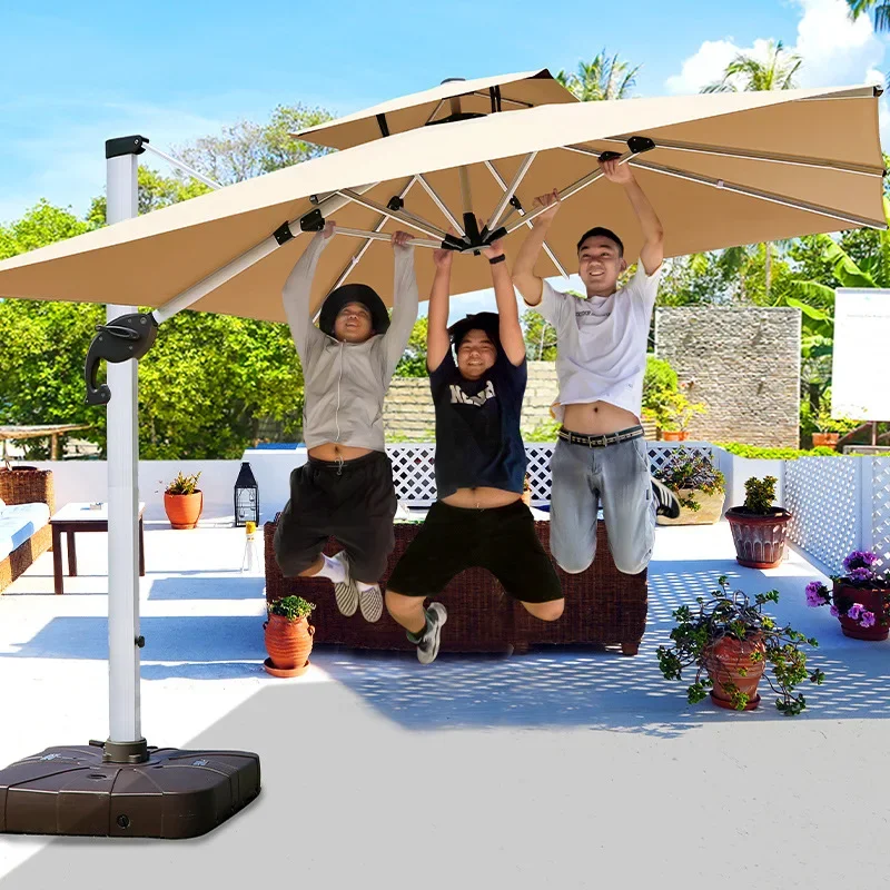 Outdoor Parasol Resort Outdoor Courtyard LED Light Stand Balcony Outdoor Roman Umbrella