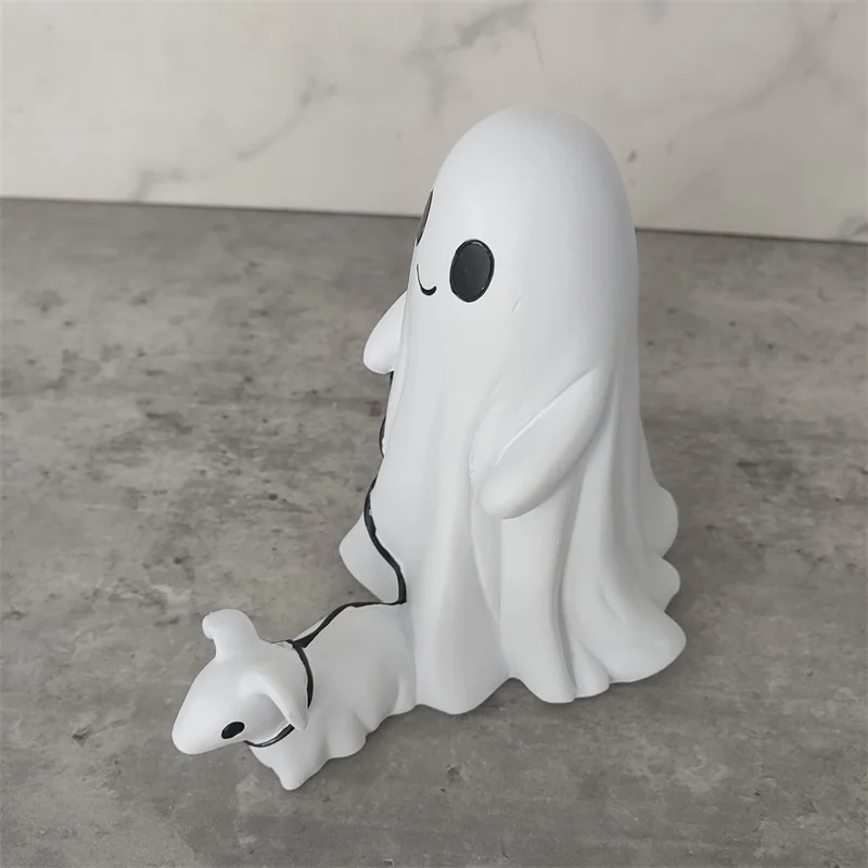 Ghost Walking Dog Statue, Spooky Ghost Dog Halloween Figurine, Halloween Ghost Dog Statues, Halloween Ghost Decor