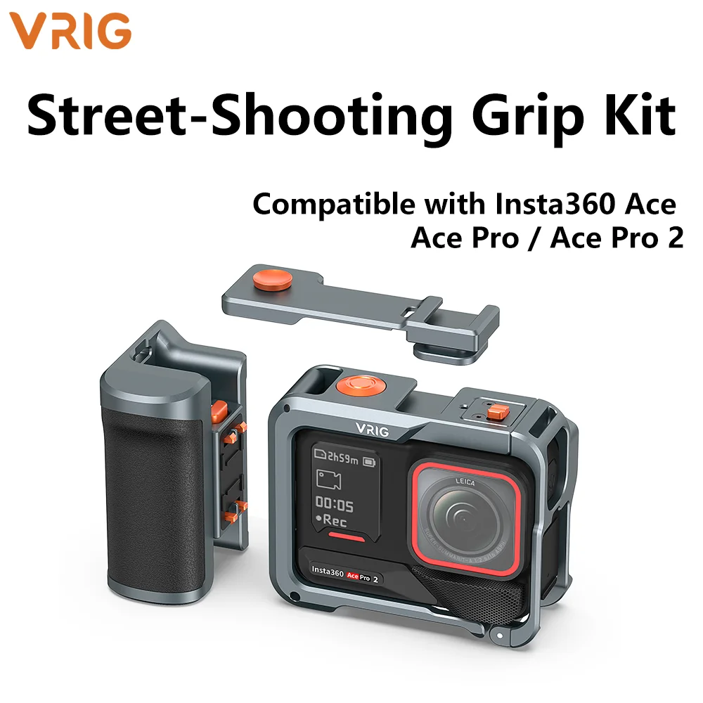VRIG GA-07 Metal Camera Cage With Side Handle Street Shooting Protective Frame Quick Release Expansion Kit For Insta360 Ace Pro2