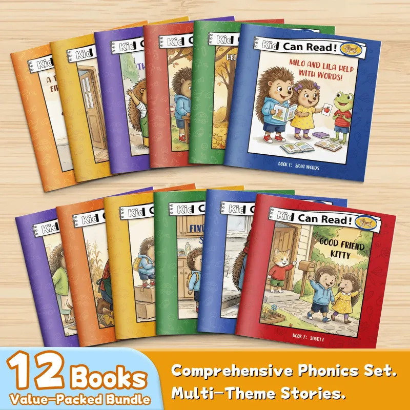 

Kid Can Read! 12-Book Early Reader Phonics Set, Sight Words & Short Vowel Stories, Beginner-Friendly Sentences