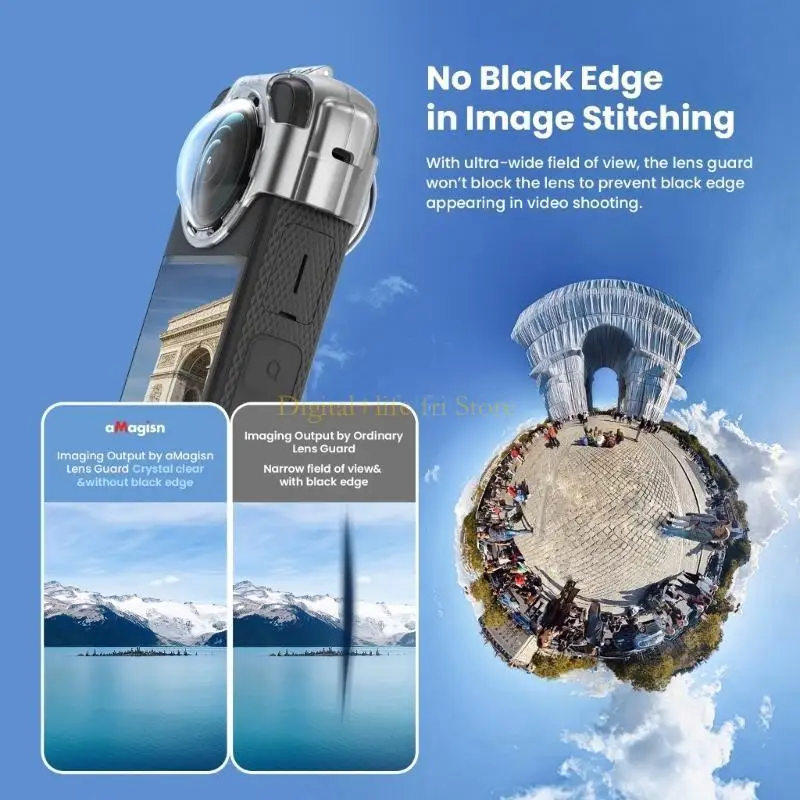 E06D PC Lens Guard Clear Caps Caps Dustproof Lens Shield لـ 360 × 3 كاميرا رياضية