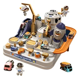 Auto Track Set Ruimte Groot Avontuur Race Rail Kinderen Tafelspellen Model Montessori Educatief Speelgoed Voor Kinderen Geschenken Stuur 4 Auto 'S