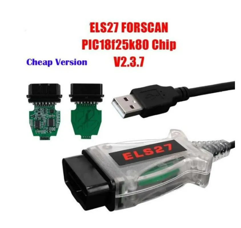 V2.3.8 ELS27 FORScan Scanner for Ford/Mazda/Lincoln/Mercury OBD2 Diagnostic Cable Green PCB PIC24HJ128GP Els27 ELM327&J2534