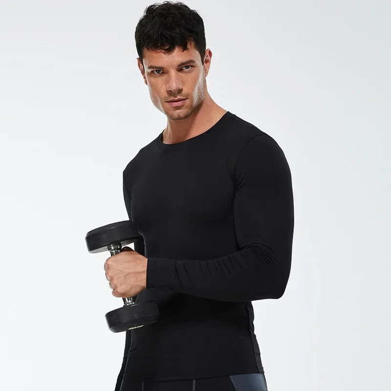 

MRMT 2025 Brand New Solid Color Men's Fitness Running Tight T-Shirt Stretch Sweat Quick-Drying Long-Sleeved Shirt Clothes