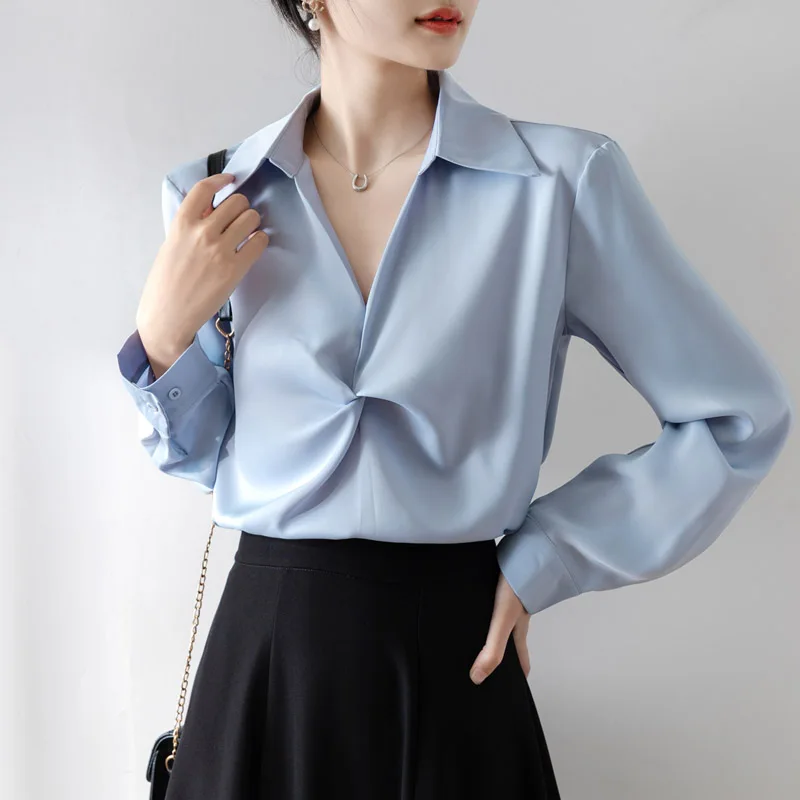 Fashion Turn Down Collar Women Shirt Solid Long Sleeve Shirt Blouse Women Tops Camisas Blusa Blusas Camisas De Mujer Shirts M959