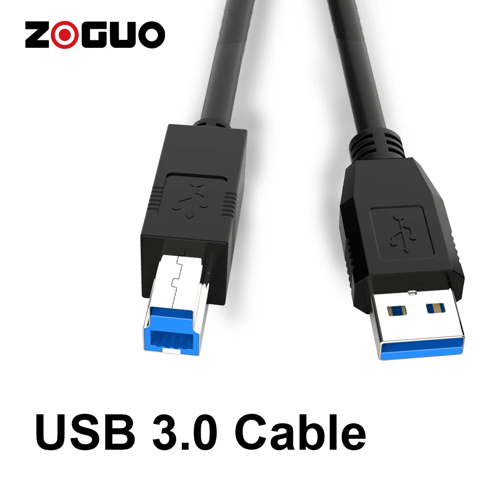 ZOGUO Super Speed USB3.0 kabel drukarki USB 3.0 A do B męski do Canon Epson zewnętrzny dysk twardy skaner przewód drukarki 0.5/2/3/5M