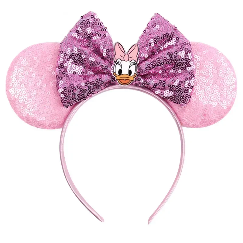 Повязка на голову с ушками Disney Daisy Duck для взрослых, повязки для волос с ушками Дональда Дака, головные уборы для девочек и детей, женские головные уборы с ушками Микки Мауса, аксессуары для волос с бантом