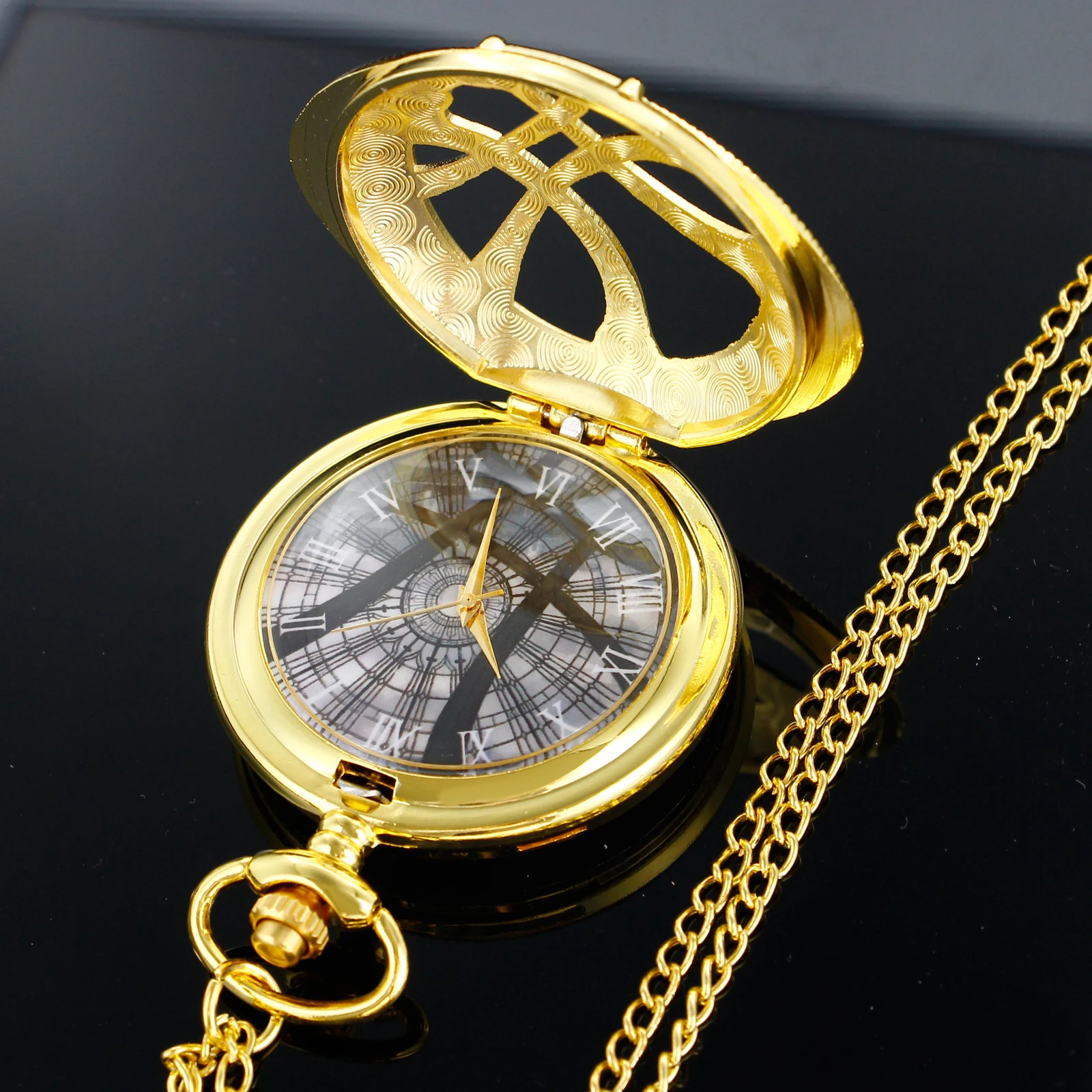 Vintage Luxury Golden Eye Round Case Shape Quartz Pocket Watch Jewelry Pendant Necklace Chain Gifts for Men Women