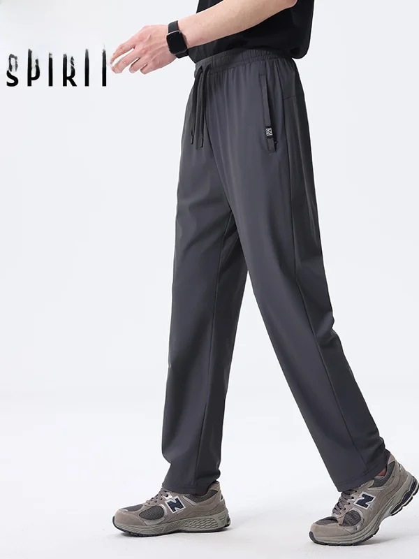  Spirit Men's Summer Ice Silk Casual Pants Thin Straight Leg Loose Quick Dry Sports Trousers Comfortable Breathable Light...
