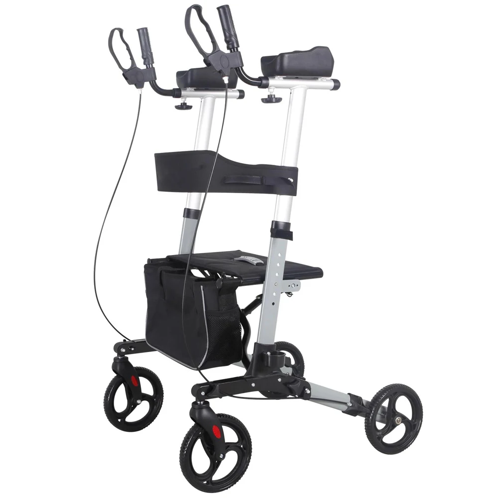 Aluminum Walker Lightweight Foldable Portable Stand Up Straight Rollator Walker