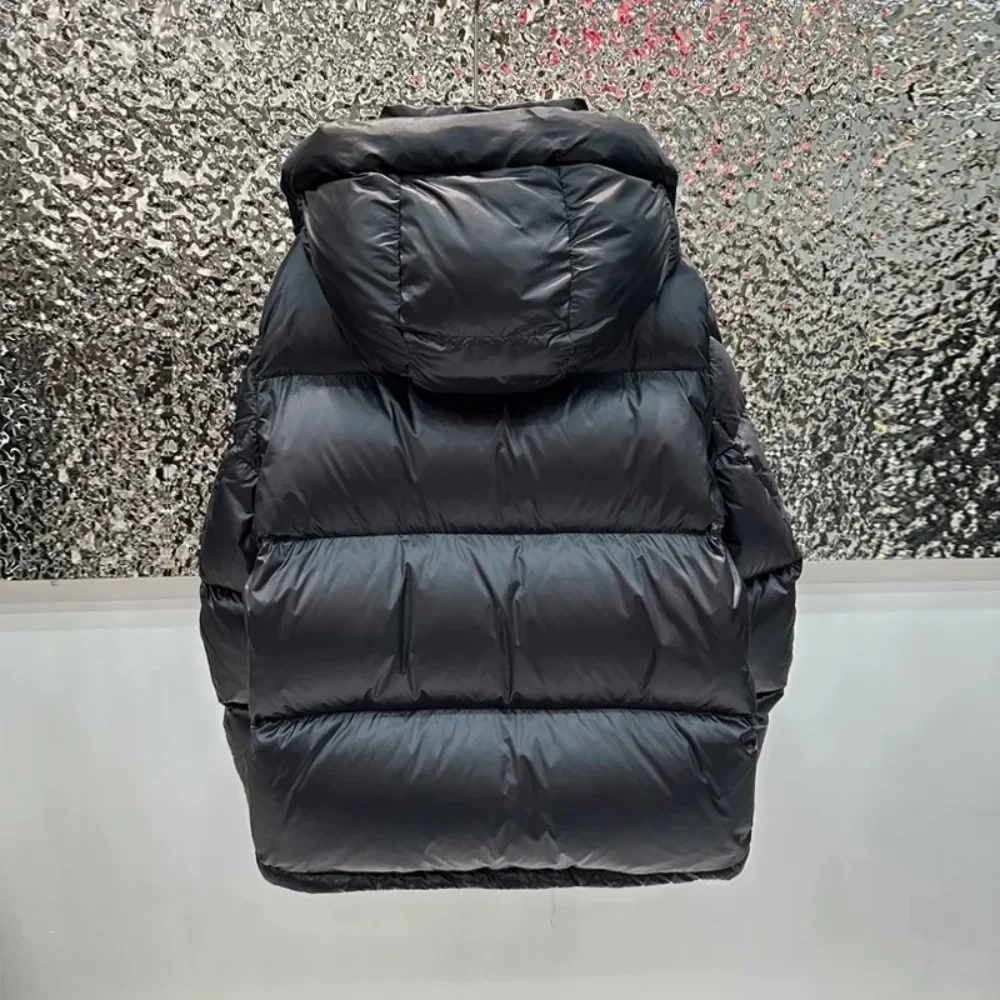 Nuovo inverno 90% piumino d'anatra bianco nero lucido corto soffice donna piumino con cappuccio addensato caldo piumino casual