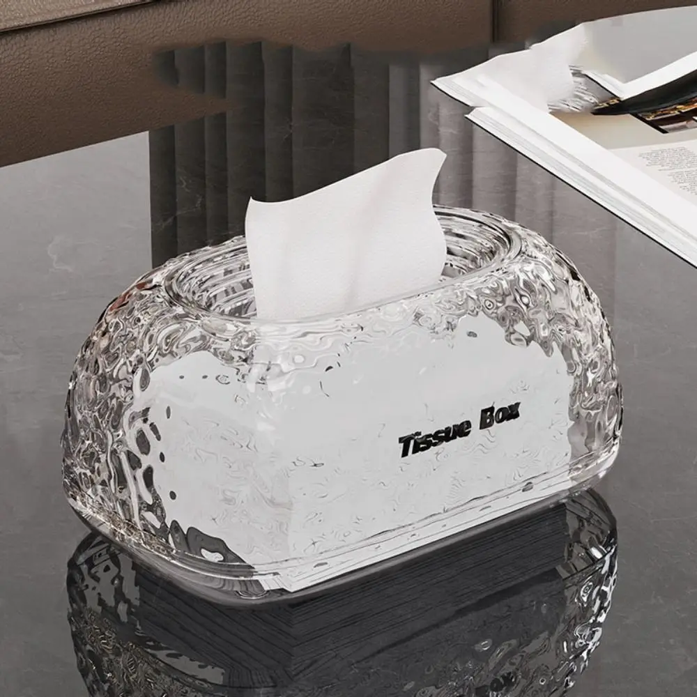 Sinking Design Irregular Tissue Box Glacier Wave Wide Mouth Desktop Tissue Organizer INS Non-slip Clear Paper Holder Household