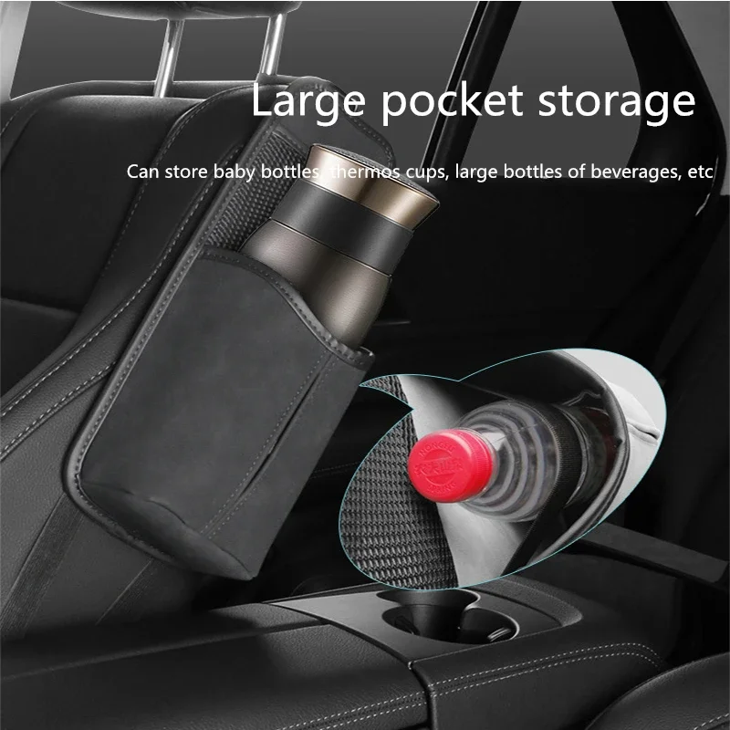 Car Seat Side Back Storage Bag Hanging Suede Leather Organizer Pocket Tissue Box Auto Truck Automobiles Bottle Cup Phone Holder