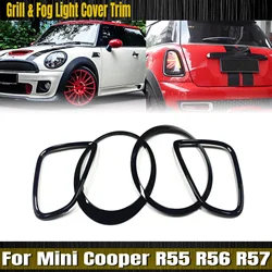 Gloss Black Left Right Front Headlights Frame Headlight Eyebrow Ring Cover Trim Replacement For Mini Cooper R55 R56 R57 07-15