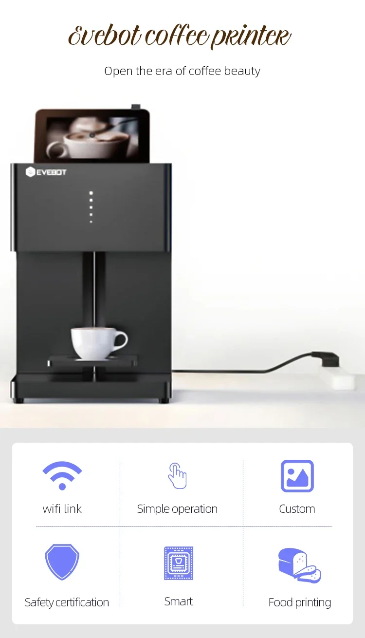 Vendita calda Vendita caldaEvebot Macchina da stampa per caffè 3d Latte Art per negozio