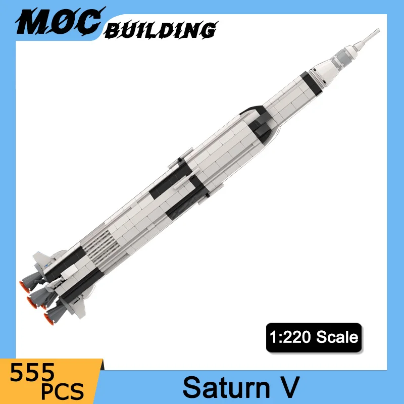 

MOC Saturn V Rocket Building Blocks Space Series 1:220 Scale Aerospace Model DIY Assembled Bricks Display Collection Toys Gifts