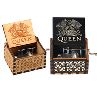 Wooden Hand Crank Music Box Queen Bohemian Rhapsody Birthday Music Party Christmas New Year Gift