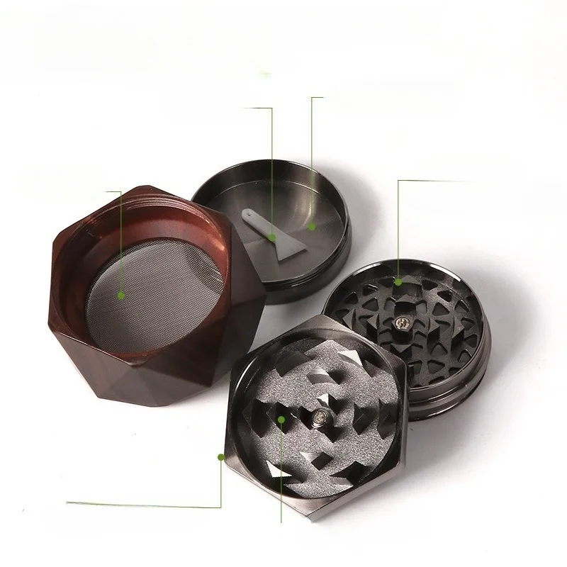 70mm Zinc Alloy Hand Crank Herb Mill Crusher 4 Layers Tobacco Smoke Grinder Gun Color