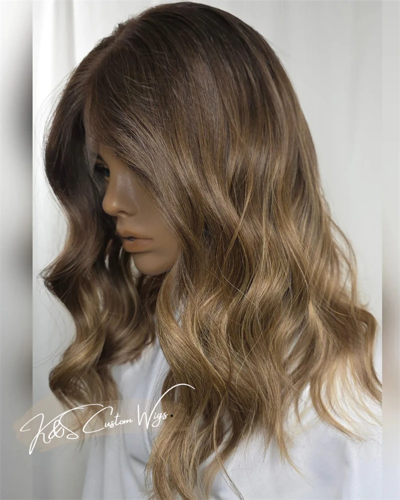 

Высококачественный синтетический парик 13x4 с HD-кружевом, свободная линия роста волос, омбре, карамельно-коричневые пряди, без клея, Futura Premium, 16 дюймов