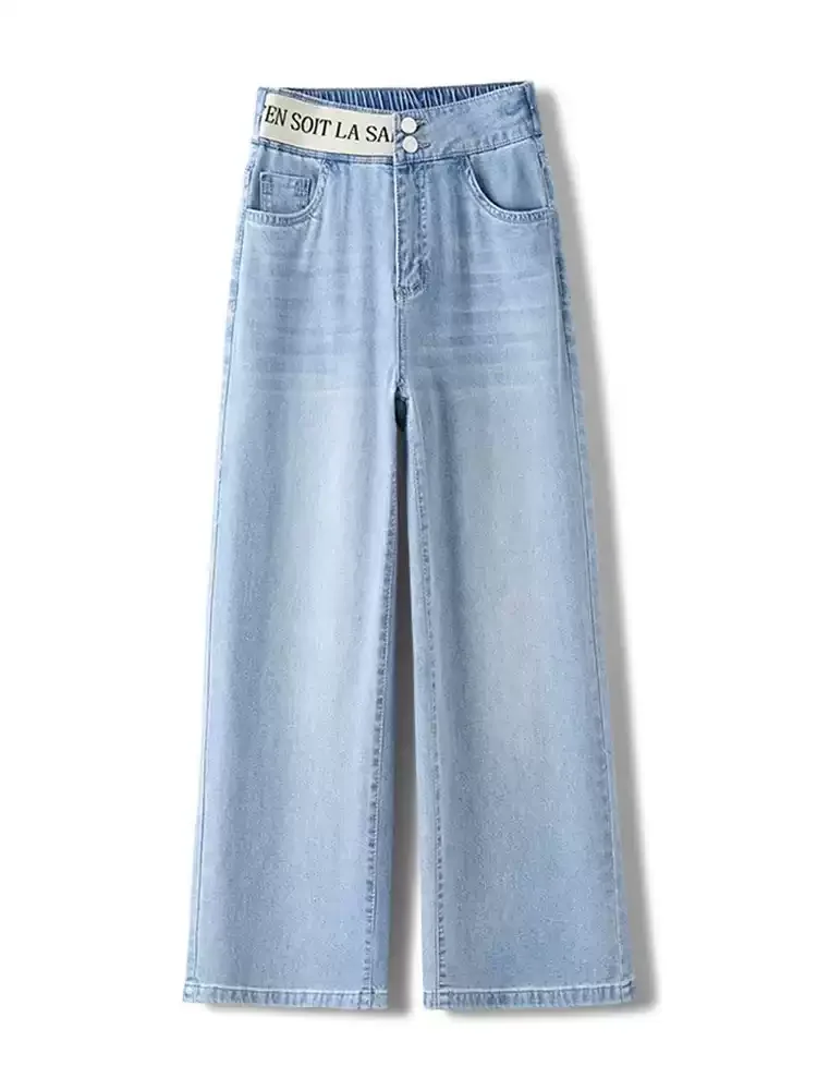 

Y2K Cropped Wide-leg Denim Jeans Casual High-waist Straight Loose-fit Daily Pants Trousers