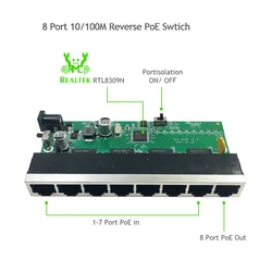 Wholesale oem odm 8 port Rpoe 100Mbps fast Ethernet switch 12-24V input VLAN isolation reverse PoE