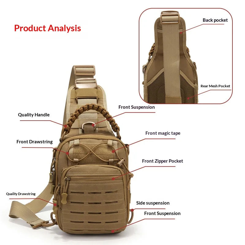 One Shoulder Oblique Span Outdoor Portable Cycling Bag Camouflage Field Sports Hanging Bag Laser Breast Bag