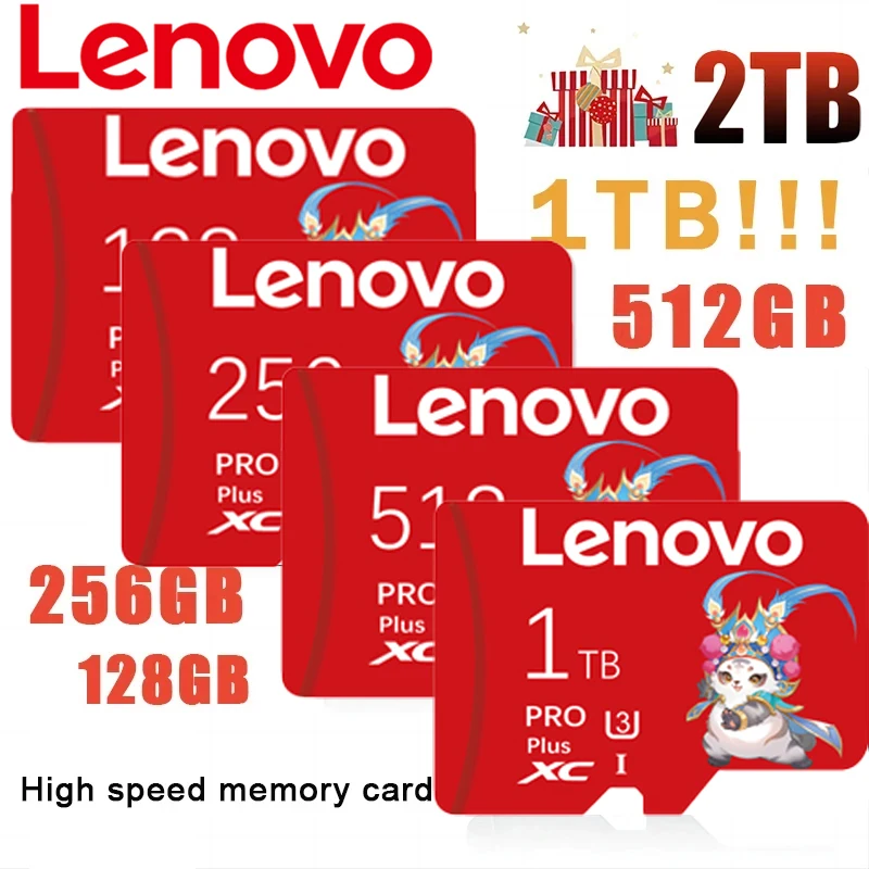 Cartão Micro TF de Velocidade Rápida Lenovo, Mini Cartão SD, Cartão de Memória para Nintendo Switch, Ps5, 2TB, 512GB, 256GB, 128GB, 1TB