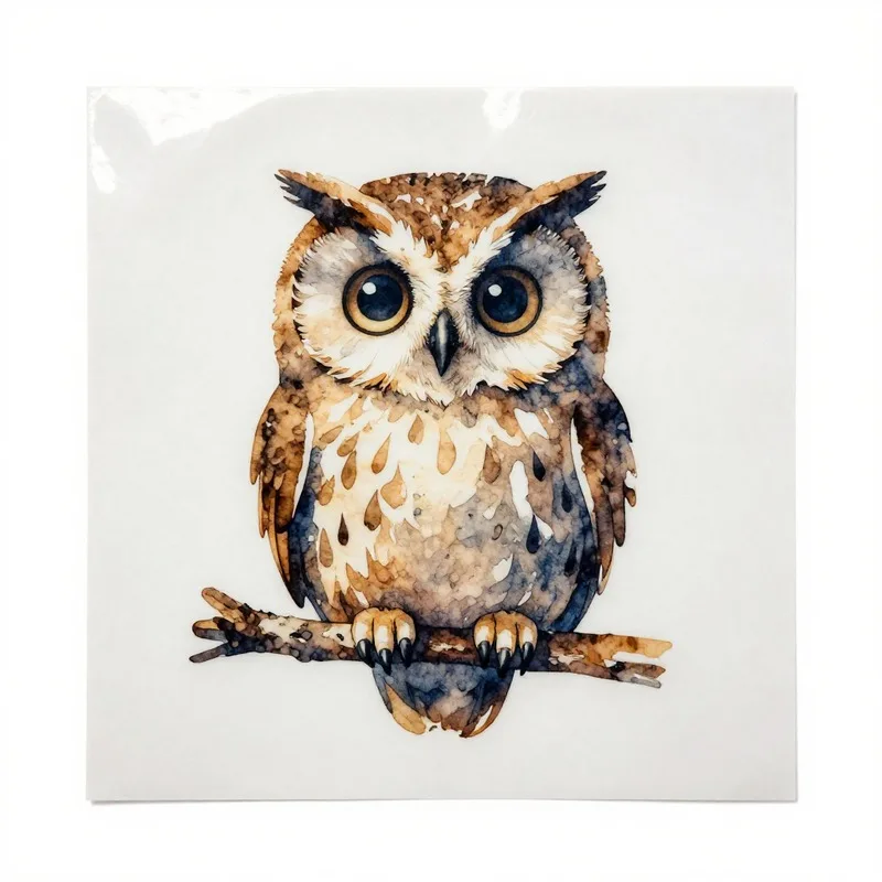 Watercolor Owl Heat Transfer Vinyl HTV Iron On Patch DIY Clothing Decal Transfer Film for T-Shirt and Hoodies for Scrapbooking