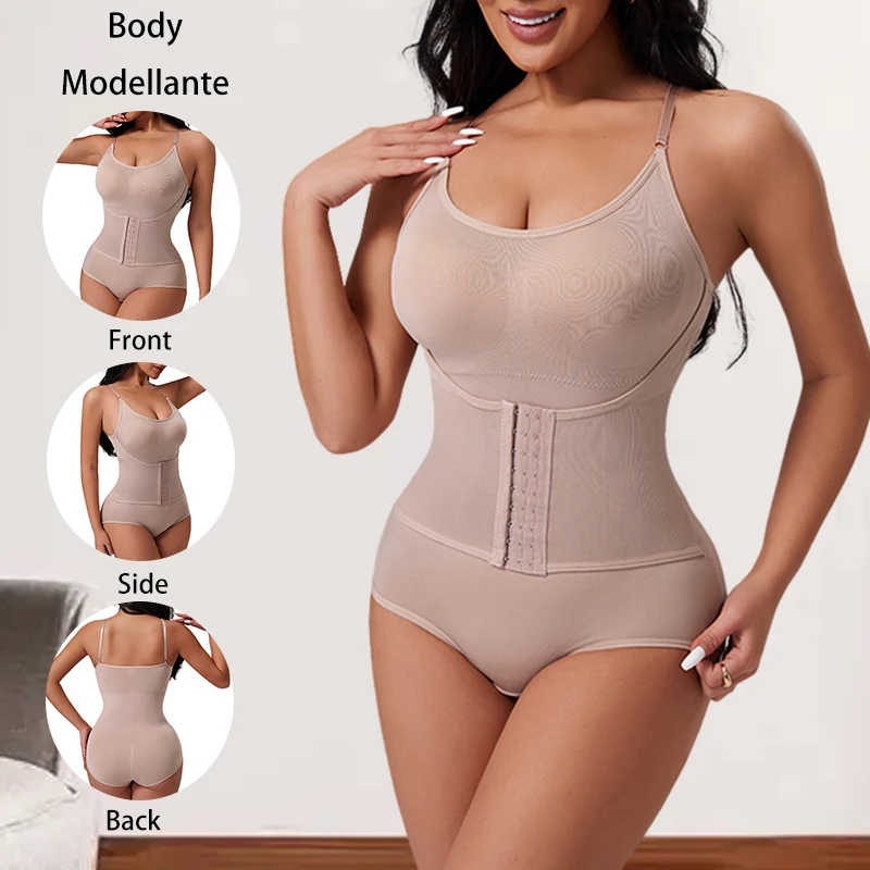 Women Bodysuit Shapewear with Belt Hook and eye Removable Bra Pads Version Body Shaper Waist Trainer Cincher Corset Belly