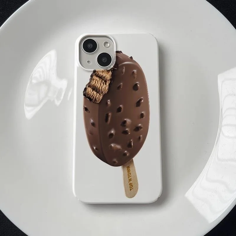 Creative INS Cute Chocolate Ice Cream Cool Dessert Chic Phone Case for iPhone 15 14 11 12 13 Pro Max Plus Back Cover