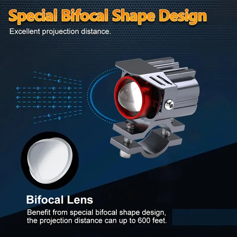 1PC Motorcycle Led Bulb, Two Lens Lights, Dual Lens Bulb, High And Low Integrated Ultra Bright Electric Light image 2