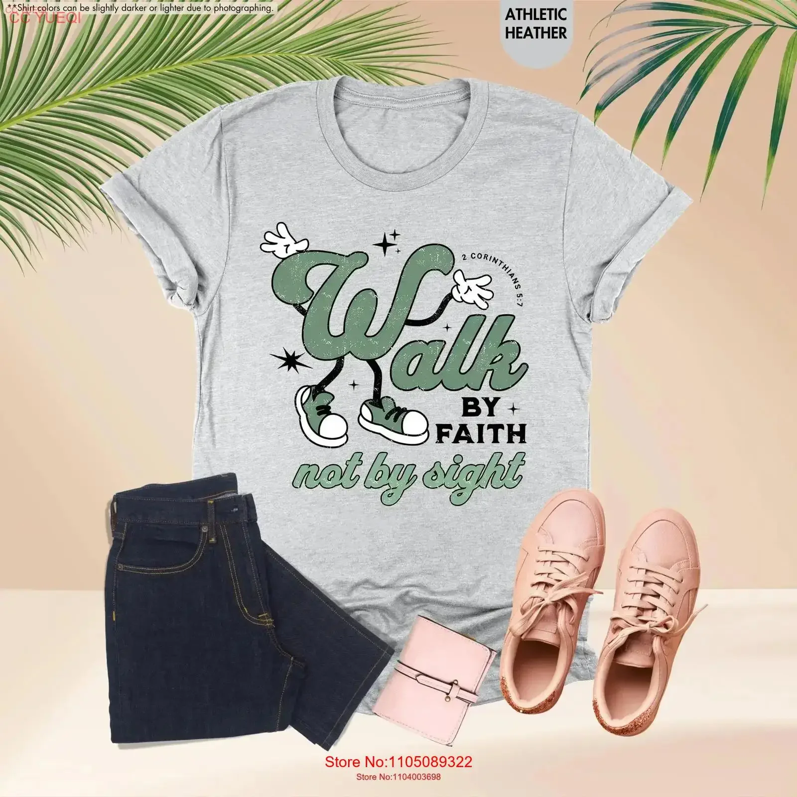 

Walk by Faith T Shirt Boho Christian Bible Verse Trendy Christians Jesus Apparel Based vintage Washed Casual streetwear