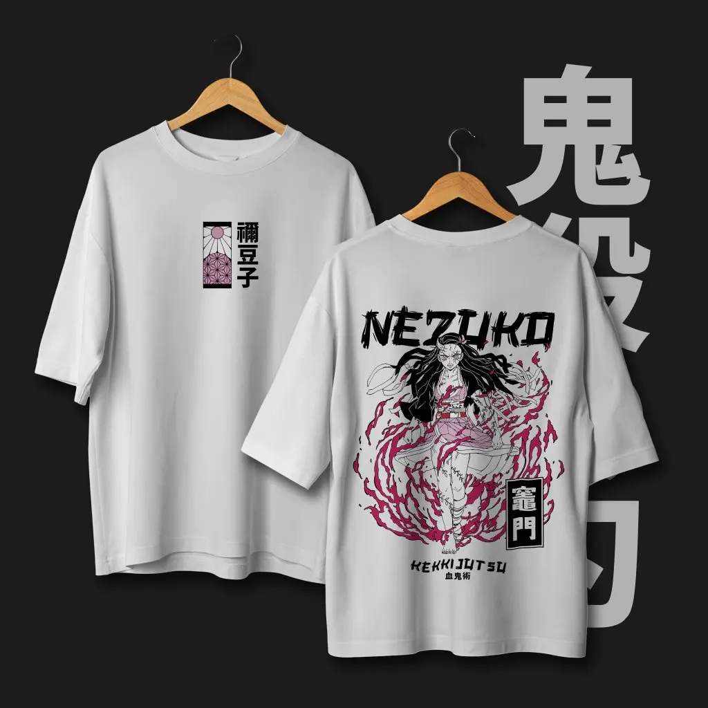 Demon Slayer Kamado Nezuko T-shirt graphique hommes femmes coton à manches courtes t-shirt surdimensionné décontracté hauts été Streetwear Cosplay Y2k