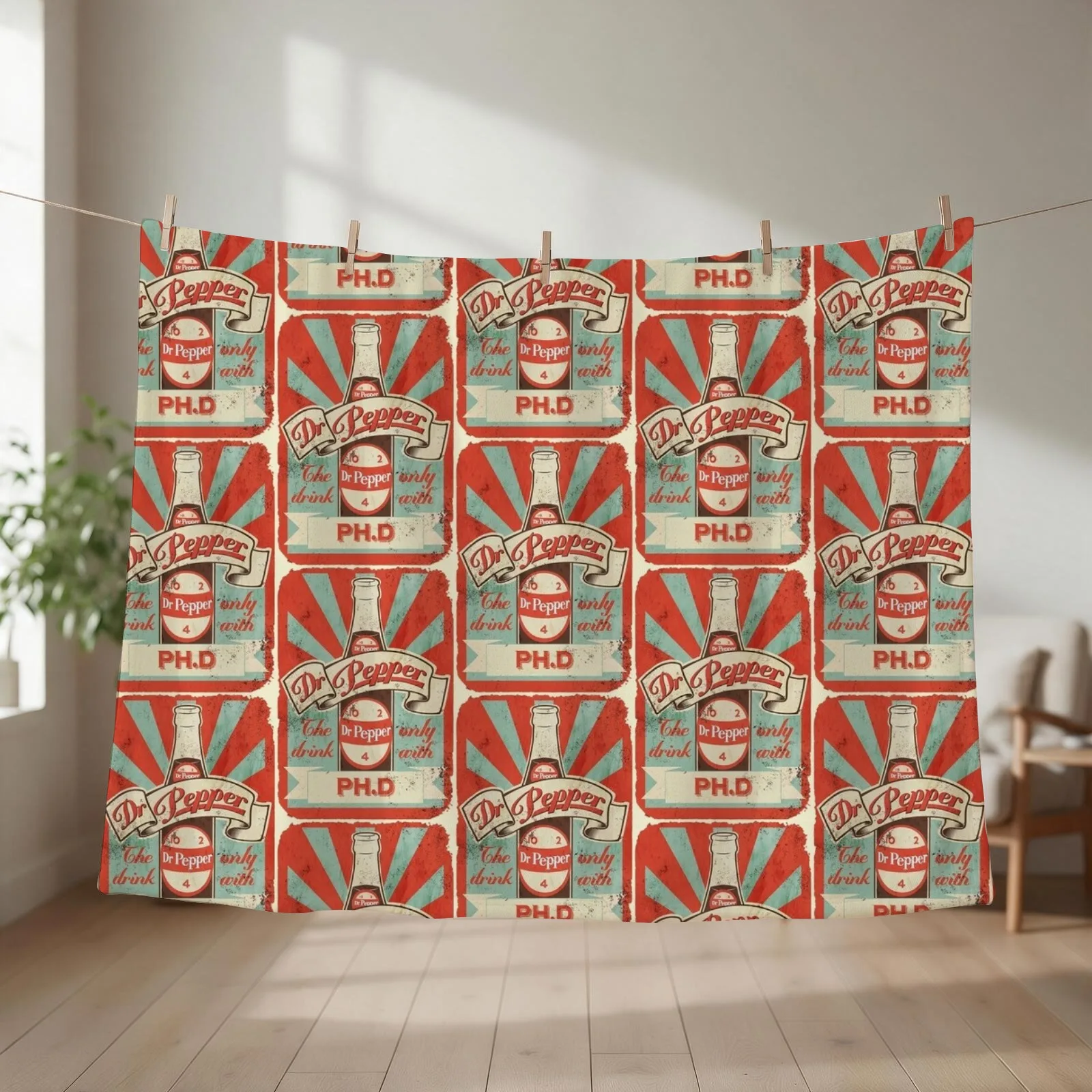 Dr. Pepper Ph.D. Throw Blanket couch cozy soft plush fuzzy picnic outdoor blanket